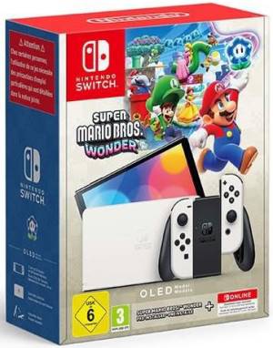 Switch Console OLED White +Super Mario Wonder + 12 NSO-0