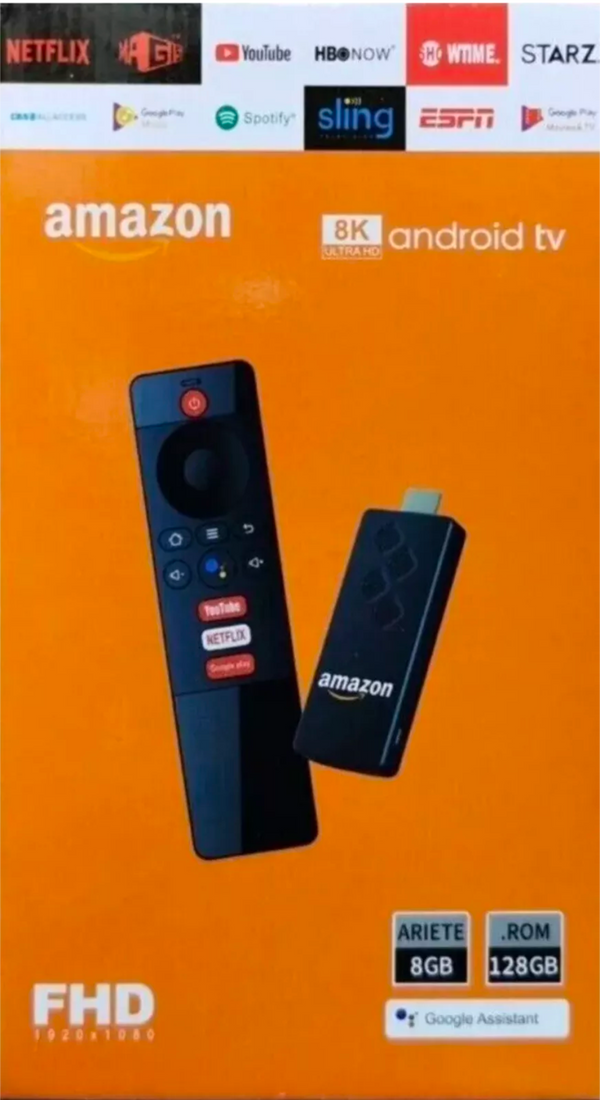 Tv Stick Smart Android Mini Box 8K 8GB 128GB Telecomando HDMI