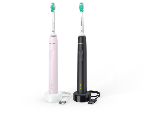 Philips 3100 series Sonicare Spazzolini Elettrici Sonici, confezione da 1 Spazzolino Rosa e 1 Spazzolino Nero HX3675/15 Philips