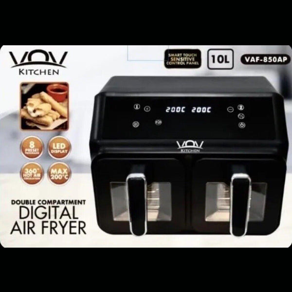 Friggitrice ad aria con doppio cestello 10LT VOV VAF850AP AIRFRYER 1800W - bigeshop