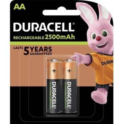 (1 Confezione) Duracell Ricar. Batterie 2pz Stilo 2500mAh HR6 DX1500 AA - bigeshop