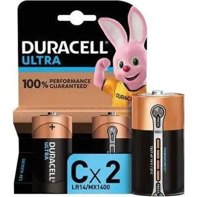 (1 Confezione) Duracell Ultra Batterie 2pz MezzaTorcia LR14 MX1400 C - bigeshop