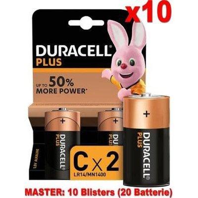 (10 Confezioni) Duracell Plus Batterie 2pz Mezza Torcia LR14 MN1400 C - bigeshop