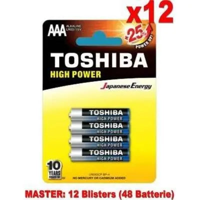 12 Confezioni Toshiba Batterie 4pz MiniStilo LR03GCP BP-4 AAA Alcaline