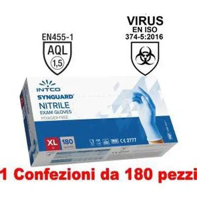 1Conf. da 180pz Taglia XL - Guanti in Nitrile Uso Medico Senza Polvere