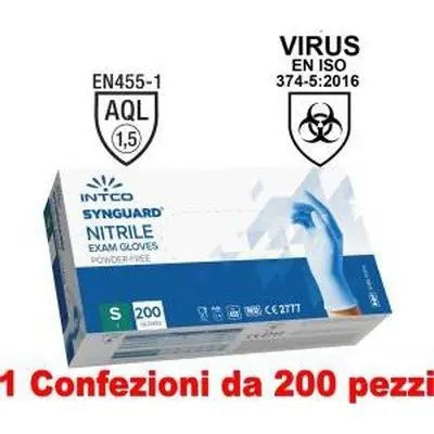 1Conf. da 200pz Taglia S - Guanti in Nitrile Uso Medico Senza Polvere