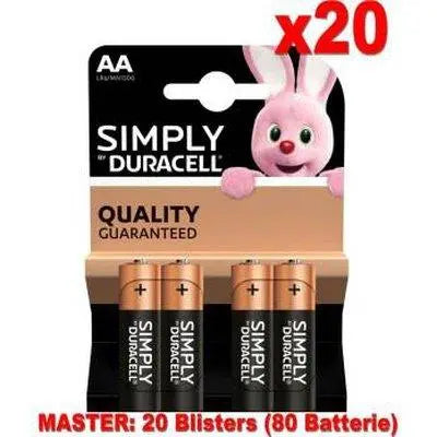 20 Confezioni Duracell Simply Batterie 4pz Stilo LR6 MN1500 AA