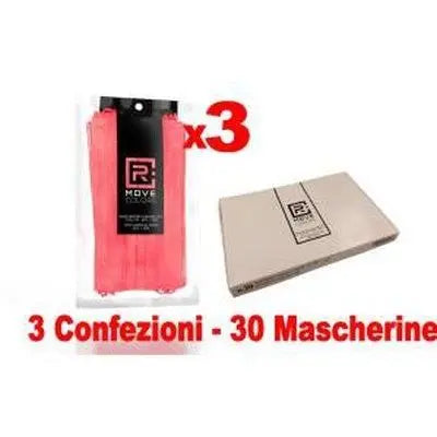 30pz - RMove Mascherina 3 Veli Tipo IIR +Gancio Corallo