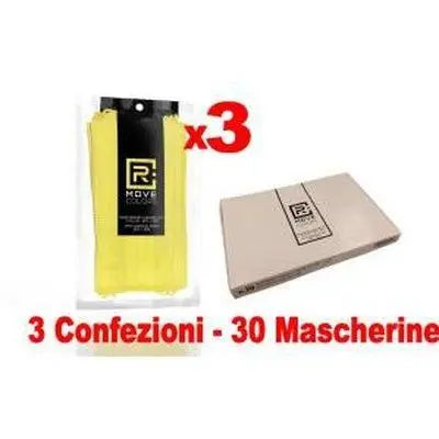 30pz - RMove Mascherina 3 Veli Tipo IIR +Gancio Giallo Chiaro