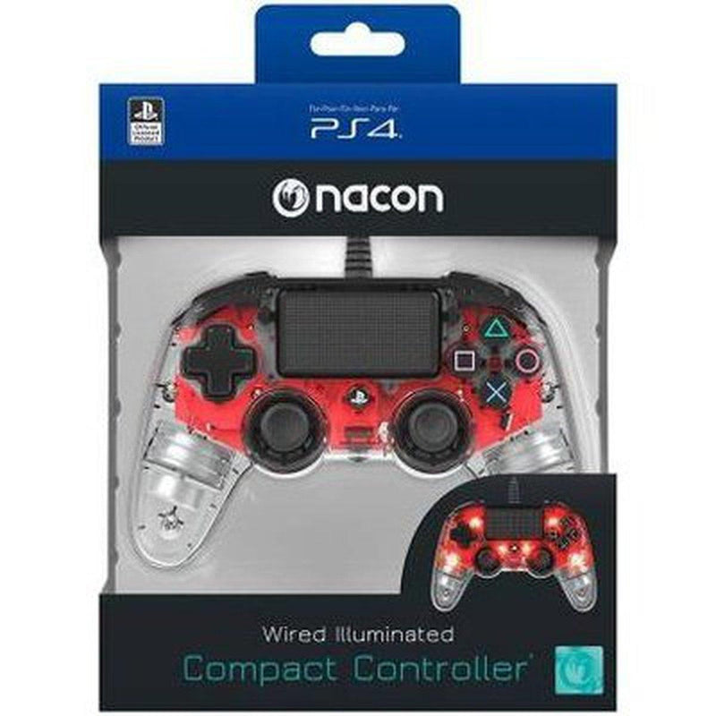 PS4 Nacon Wired Illuminated Compact Controller Light Edition - Red