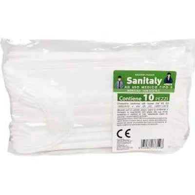 Sanitaly Mascherina Chirurgica Tre Veli Bianca Pack 10pz