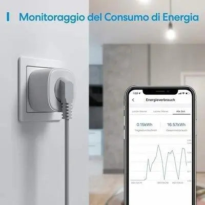 Presa WiFi Intelligente 16A Smart Plug Type F Monitoraggio Consumi Funzione