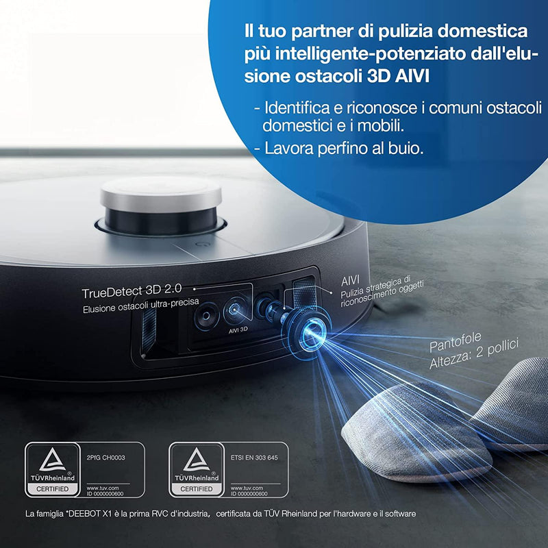 Robot aspirapolvere lavapavimenti ECOVACS DEEBOT X1 TURBO ricondizionato B - bigeshop