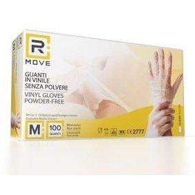 RMove 1Conf. da 100pz Tg.M- Guanti Vinyl Clear Uso Medico Senza Polvere-0