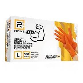 RMove 1Conf. da 100pz Tg.L 8.5gr da Lavoro - Guanti Nitrile Arancione Senza Polvere Full Grip-0