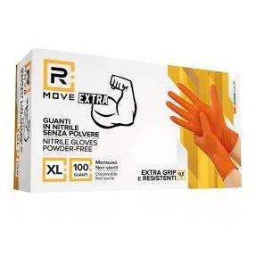 RMove 1Conf. da 100pz Tg.XL 8.5gr da Lavoro - Guanti Nitrile Arancione Senza Polvere Full Grip-0