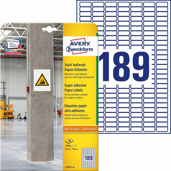 Adesivi Avery L7871-20 (Ricondizionati A) - bigeshop