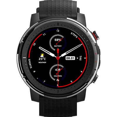 Amazfit Stratos 3 1.34" Cassa Acciaio Nera, Cinturino in Silicone Nero