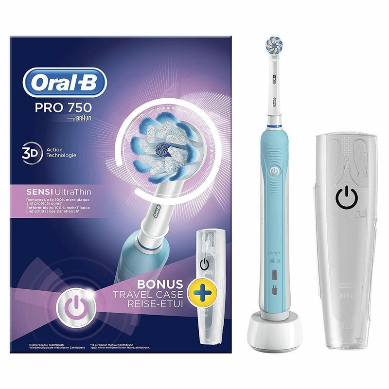 Braun Oral-B Pro 750 3D Sensi Ultrasottile Spazzolino Blu - bigeshop