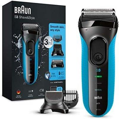 Braun Series 3 Proskin Shave&Style 3010BT 3-In-1 Ricaricabile E Senza Fili, Nero/Blu - bigeshop