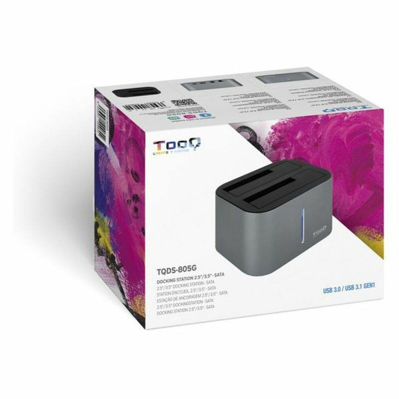 Dock Station Dual TooQ TQDS-805G 2.5"-3.5" HDD/SSD SATA USB 3.0 Grigio - bigeshop