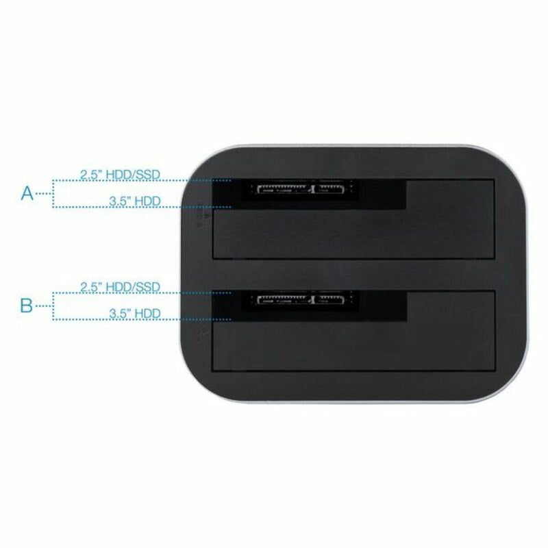 Dock Station Dual TooQ TQDS-805G 2.5"-3.5" HDD/SSD SATA USB 3.0 Grigio - bigeshop