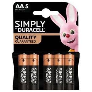 Duracell Batterie Stilo AA Simply LR6 MN1500 1Cnf/5pz-0