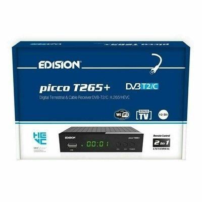 EDISON Decoder Digitale Terrestre - Nero Picco T265+ DVB-T2 H.265 HEVC LED