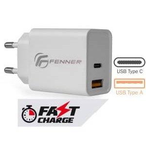 Fenner Tech 20W Alimentatore Universale USB-C + USB-A Fast Charge-0