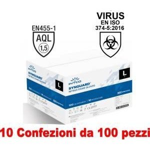 Intco 10Conf. da 100pz - Taglia L - Guanti in Nitrile Uso Medico Senza Polvere-0