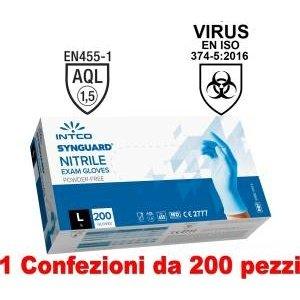 Intco 1Conf. da 200pz - Taglia L - Guanti in Nitrile Uso Medico Senza Polvere-0