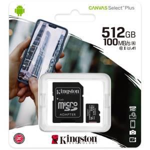 Kingston Micro SD 512GB Classe 10 SDCS2/512GB + Adattatore SD-0