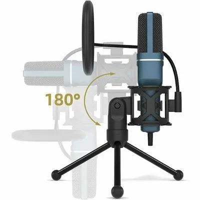 Microfono USB Cardioide Condensatore per Computer Gioco Mic Plug & Play