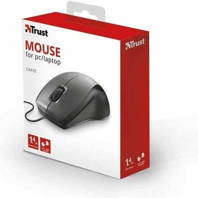 MOUSE TRUST CARVE PC LAPTOP 3 PULSANTI CON FILO DESKTOP USB + SENSORE OTTICO