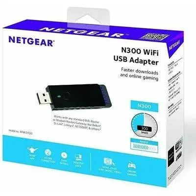 Netgear WNA3100-100PES Adattatore USB Wireless N300 Mbps, Nero