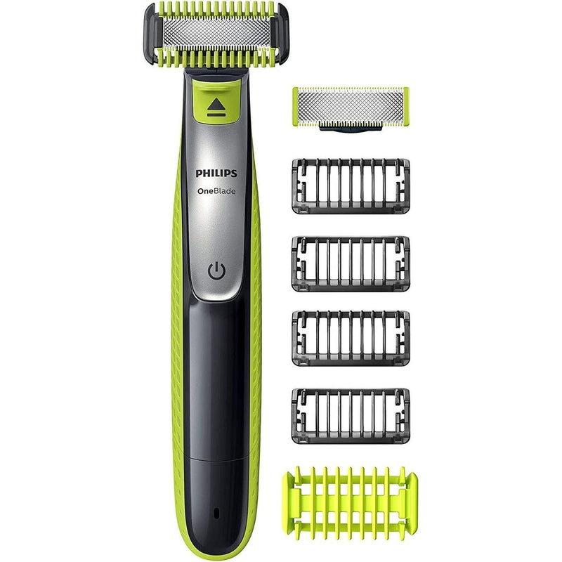 Philips OneBlade QP2630/30, Rasoio Elettrico Face + Body, Utilizzo Wet&Dry, Include 1 Lama Viso, 1 Lama Corpo e 5 Pettini - bigeshop