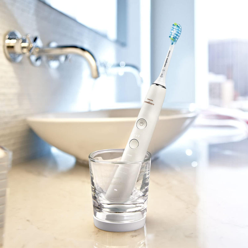 Philips Sonicare Spazzolino Elettrico Sonico Diamondclean 9000 E Sistema Di Pulizia Interdentale Airfloss Ultra, Bianco - 1100 Gr - bigeshop